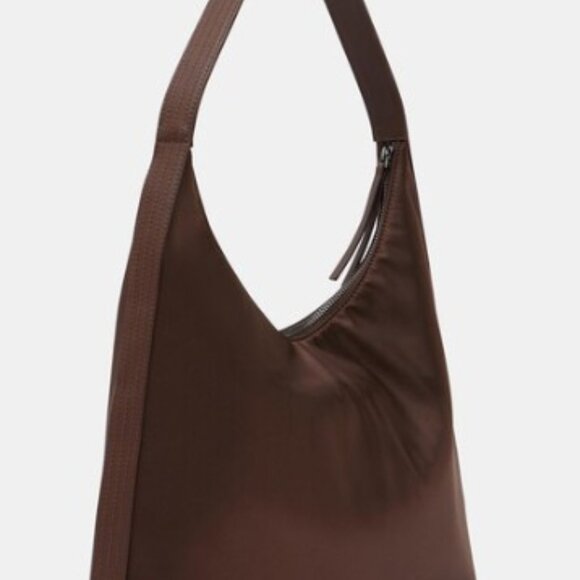Hush | Gorgeous Satin Chocolate Brown Scoop Tote Bag - Like New! - Picture 9 of 15